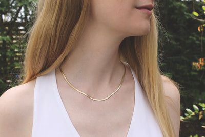 Herringbone Snake Chain Necklace | Gold