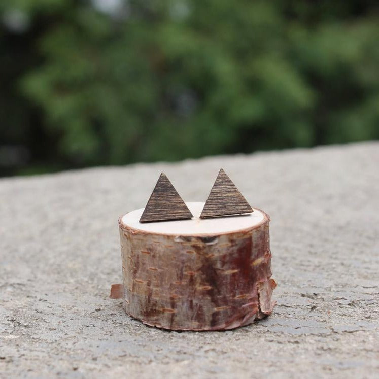 Wood Triangle Earrings | Walnut