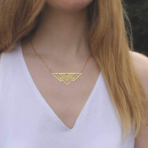 Art Deco Mountain Necklace | Gold