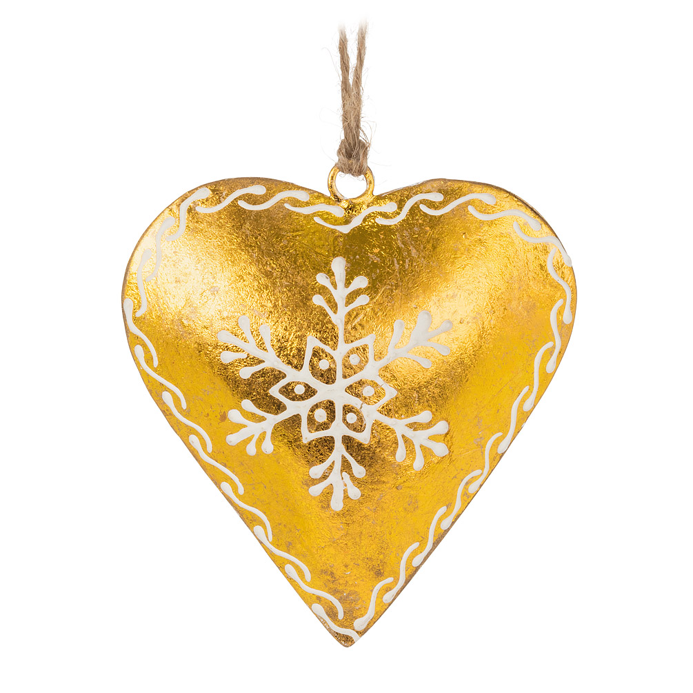 Snowflake Gold Heart Ornament